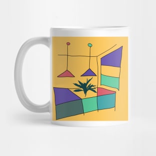 Plant kitchen bench bold colorful abstract artwork Mug